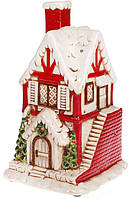 Новогодний декор Кирпичный домик с LED подсветкой керамика Bona DP43191 PI, код: 6869699
