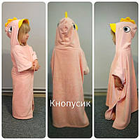 Детское полотенце пончо Динозавр розового цвета Код/Артикул 83 КОН1.165ДР