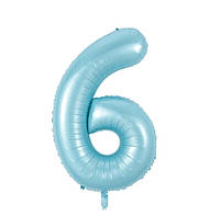 Цифра 6 голуба 80 см індивідуальна фабрична упаковка кулька фольгована