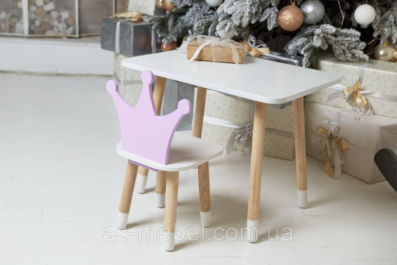 Дитячий столик прямокутний і стільчик корона фіолетова, фото 1