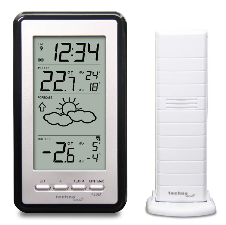 Метеостанція прогноз погоди годинник Technoline WS9130 Silver/Black (WS9130) Електронна метеостанція побутова Німеччина