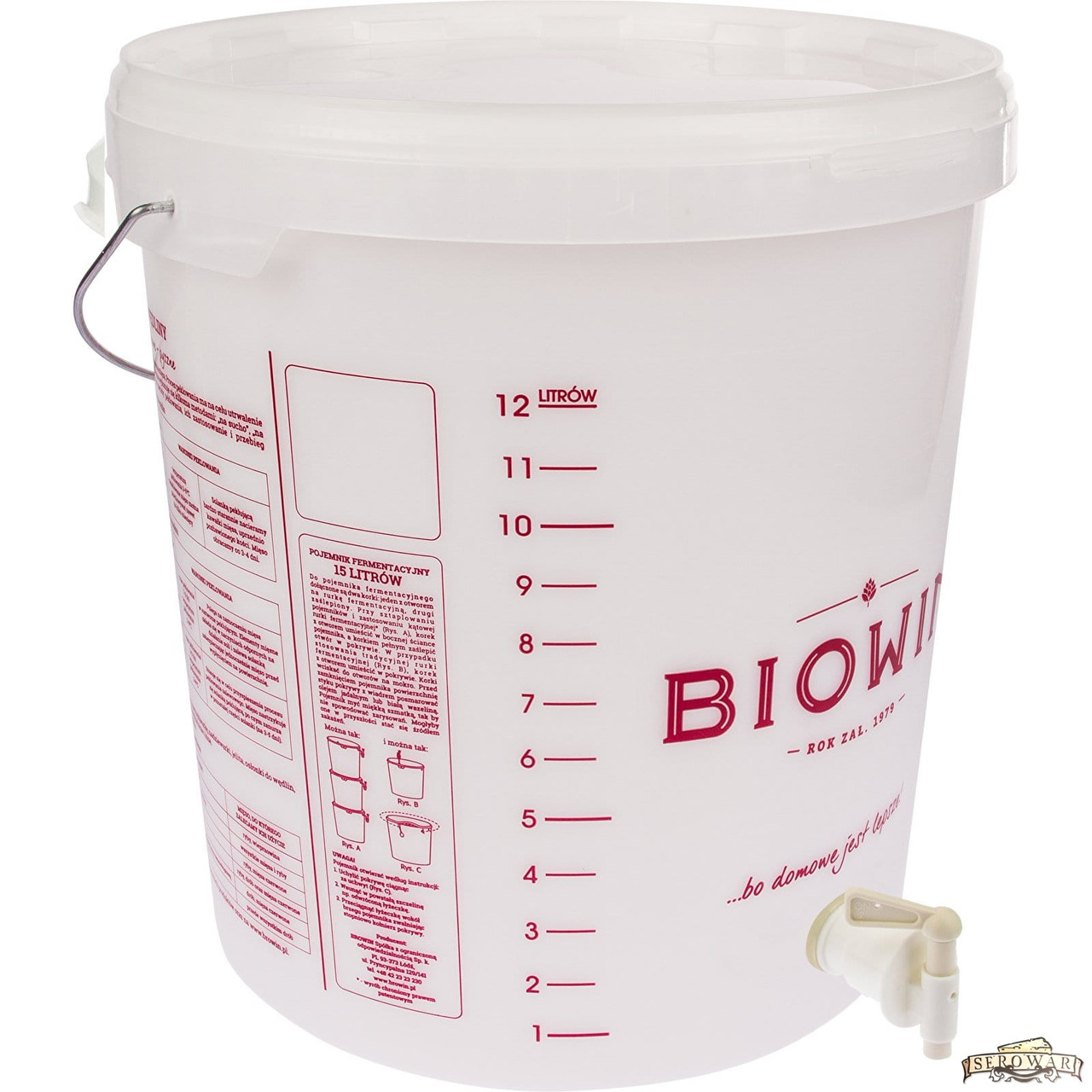 Місткість для бродіння 15 л. з кришкою та краном Browin, фото 1