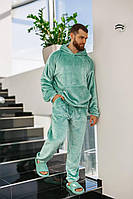 Теплая мужская пижама кофта штаны одежда для дома размер: 46-48, 50-52, 54-56 мята, 46/48