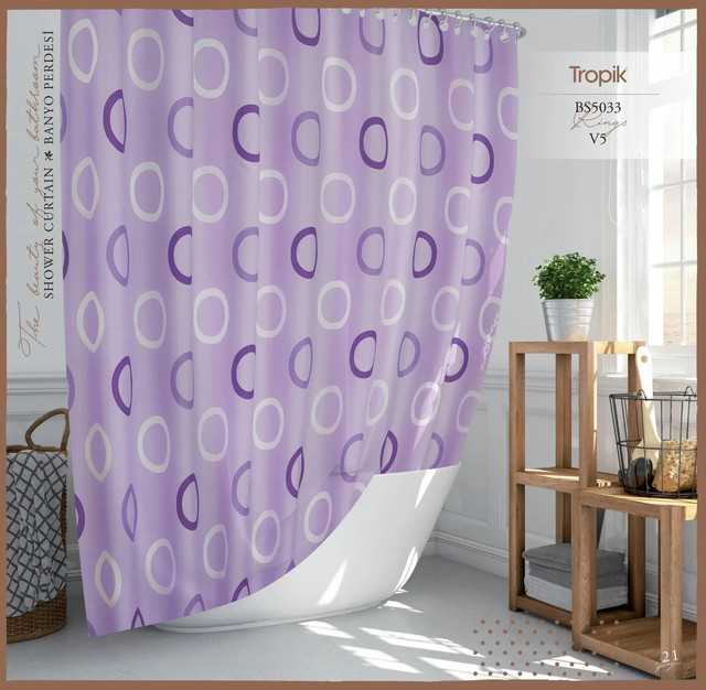 Шторка 180*200 см для ванної кімнати поліестер з декором Ringo V5