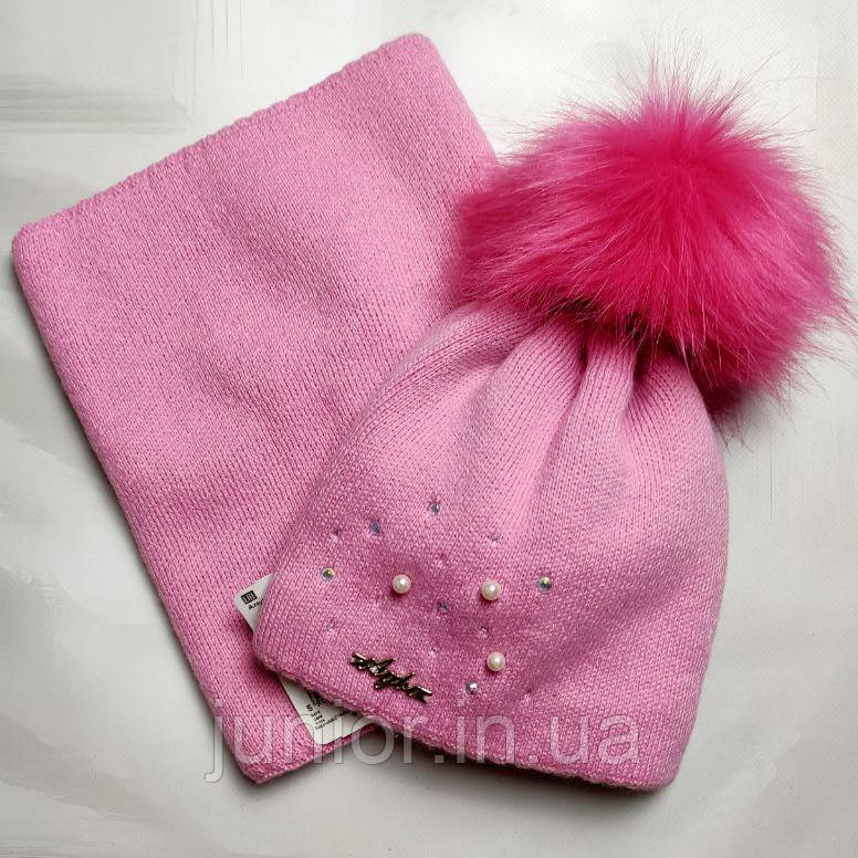 Зимовий комплект (шапка та хомут) для дівчинки Agbo (Польща)., фото 1