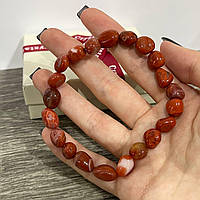 Браслет из натурального камня Сердолик природная форма бусин размером 6-10 мм - оригинальный подарок девушке