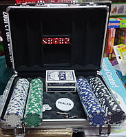 Настільна гра покер M 2777 200 фішок 11,5 гр без номіналу 2 колоди карт кубики валізу алюм