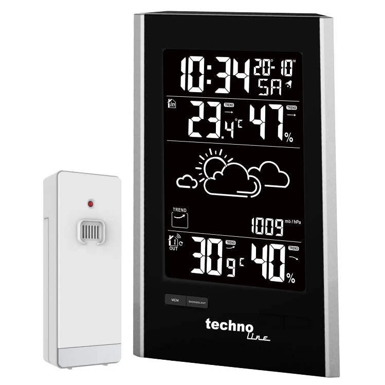 Метеостанція прогноз погоди годинник Technoline WS9060 Black/Silver (WS9060) Електронна метеостанція побутова Німеччина