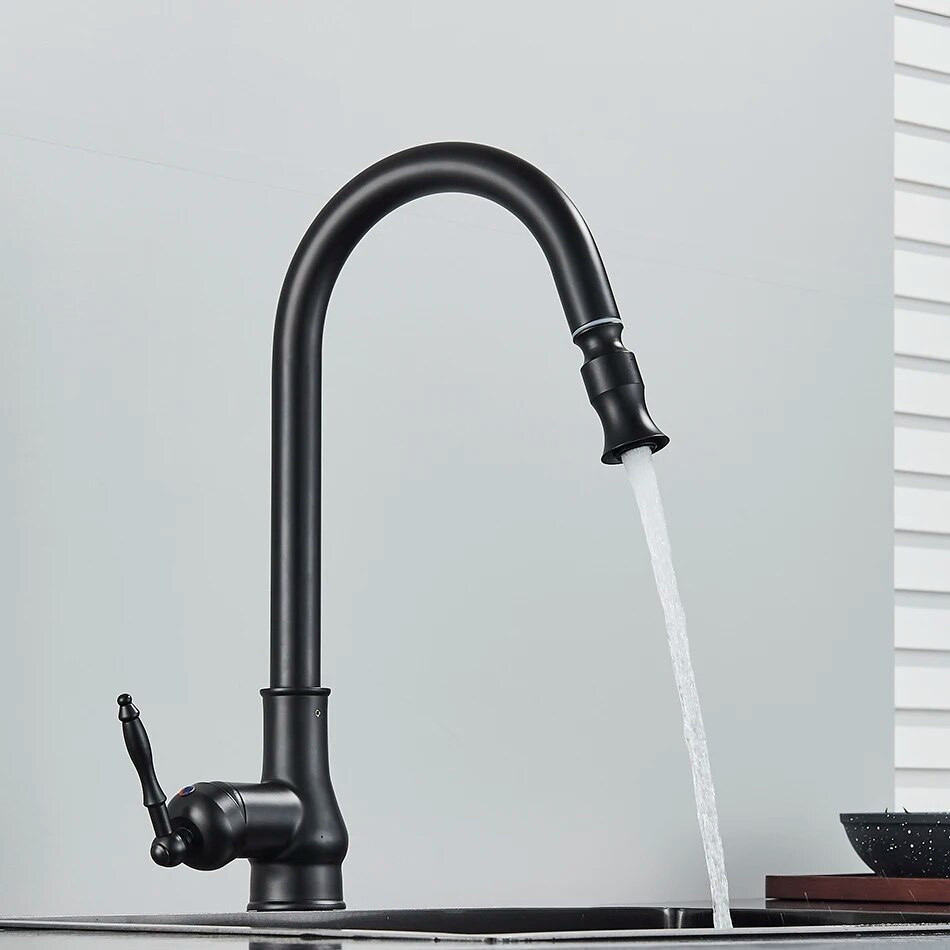 Кухонний змішувач з висувним виливом SANTEP 612-12 Чорний матовий, фото 1