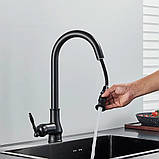 Кухонний змішувач з висувним виливом SANTEP 612-12 Чорний матовий, фото 3
