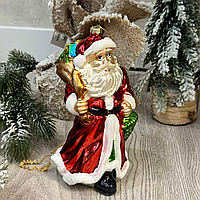 Винтажные елочные стеклянные игрушки Санта с подарками 17 см