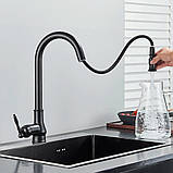 Кухонний змішувач з висувним виливом SANTEP 612-12 Чорний матовий, фото 5