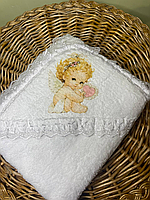Плед детский крыжма, крижма для крещения с капюшоном, полотенце детское микрофибра Код/Артикул 83 Pol-207\4184