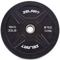Бамперные диски (блины) для кроссфита блины резиновые 1 шт х 15 кг Zelart TA-2258-15 51 мм