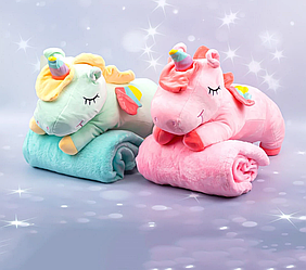 М'яка іграшка Подушка з пледом Єдиноріг 60 см