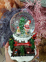 Сніговий шар з Санта Клаусом 18 см на батарейках (світиться)