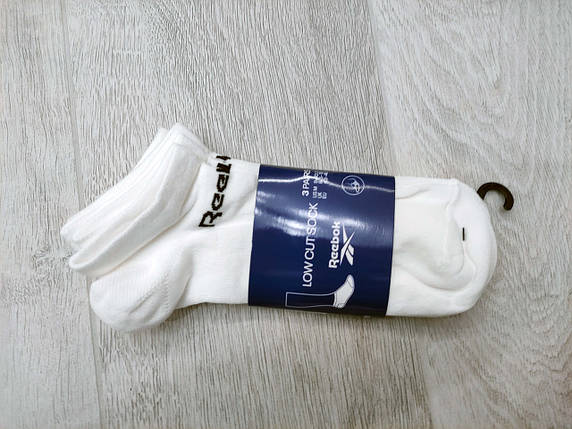 Набір спортивних шкарпеток розмір 43-45 Reebok Low Cut Sock з 3 шт. оригінал білі, фото 2