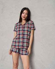 Гарний жіночий комплект з шортиками та сорочкою на ґудзиках "Дора" Зручна повсякденна м'яка жіноча піжама