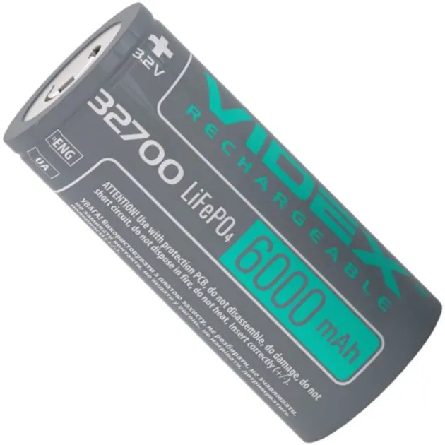 Акумулятор Videx 32700 3.2 V 6000 mAh (без захисту) LiFePO4 літій-залізо-фосфатний