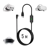 Кабель Oculus Link USB 3.2 для Meta Quest 3, 2, PRO, PICO4 с двойным питанием (бренд Folem) - 5 метров