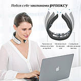 Масажер для шиї електроімпульсний з підігрівом на акумуляторі JT-809 білий (GS-115206), фото 5