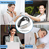 Масажер для шиї електроімпульсний з підігрівом на акумуляторі JT-809 білий (GS-115206), фото 6