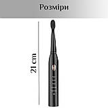 Електрична ультразвукова зубна щітка 4 змінні насадки на акумуляторі X.Q.M.Q B-1 чорна (GS-115143), фото 4
