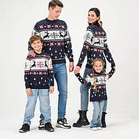 Свитера новогодние для семьи одинаковые, рождественские кофты с оленями теплые семейные свитера