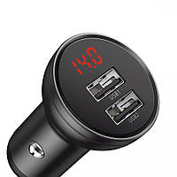 АЗП Baseus Digital Display Dual USB 4.8A Car Charger 24W (dark gray) 28273