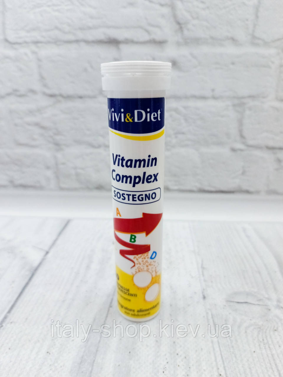 Вітамінний комплекс, що підтримує добавка зі смаком лимону Vivi&Diet Vitamin Complex 20 таблеток 90 грам Італія, фото 1