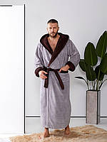 Мужской теплый махровый халат длинный с капюшоном размер: Хл, 2хл, 3хл, 4хл