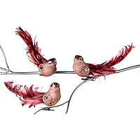 Розовая птичка с блёстками 14CM MC 40219