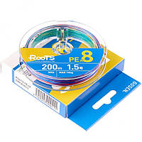 Шнур Gosen Roots X8 200m PE1.5 30lb multicolor NEW