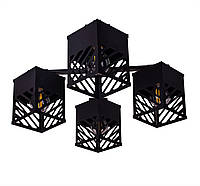Люстра потолочная лофт Urban NL 2410-4 BK на четыре плафона черная MSK