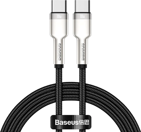 Кабель Baseus Cafule Series Metal Data Cable Type-C to Type-C 100W 2m CATJK-D01 Black, фото 1