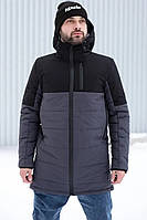 Куртка парка чоловіча сіро чорна весняна Intruder Fusion демісезонна водонепроникна стильна тепла довга модна весна-осінь S-2XL