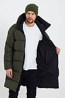 Длинная мужская куртка-пуховик | Куртка на зиму цвета хаки