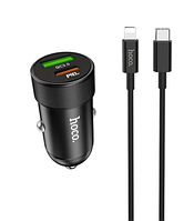 АЗП блок Hoco Z32B PD+QC3.0(1USB/  1USB- C/  4A) + кабель Type- C to iPhone темно -  сірий *