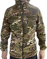 Кофта флисовая армейская тактическая теплая камуфляж мультикам с липучками под шевроны на груди и рукавах 48
