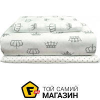 Комплект постельного белья для новорожденных 110x140 см белый Cosas Короны горох 11 детский (4822053088776)
