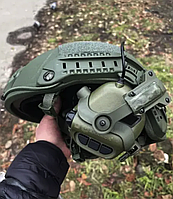 Військові навушники тактичні активні Earmor M31 та кріпленням для шолома чеберашки
