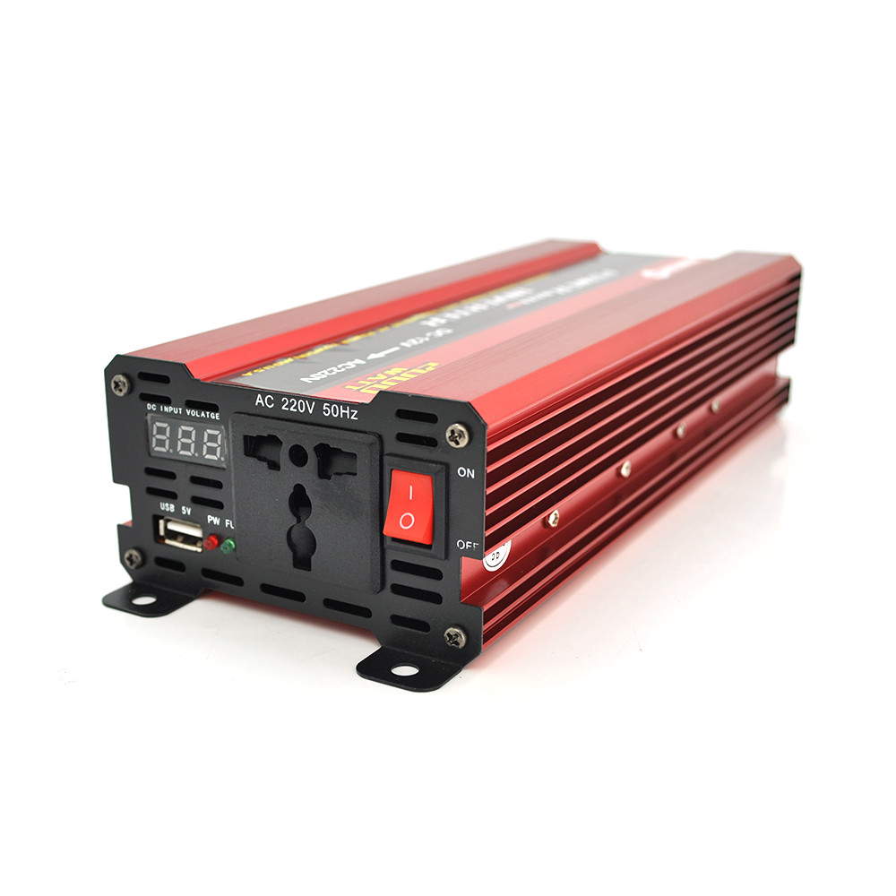 Інвертор напруги NV-2000(1200 Вт)+LCD, 12/220V, approximated, 1 універсальна розетка, клеми, Box