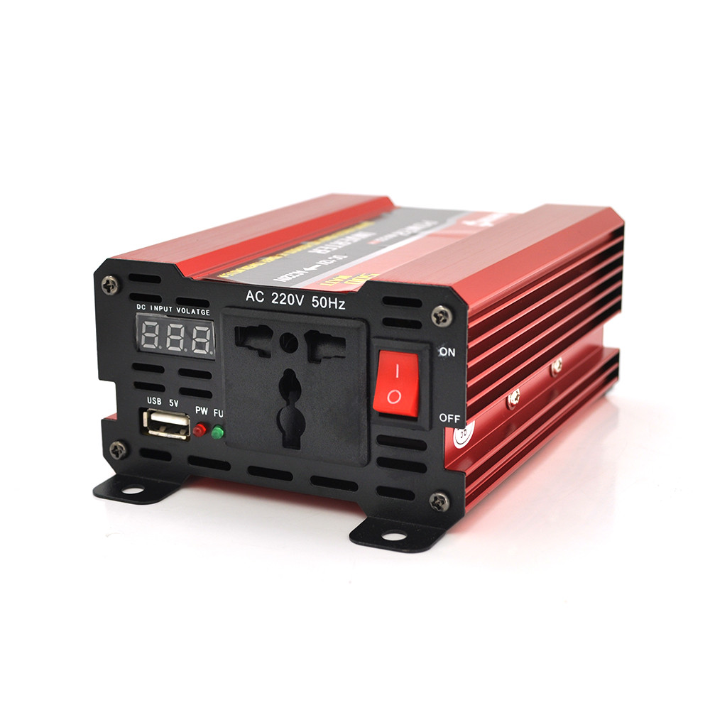 Інвертор напруги NV-500(300 Вт)+LCD, 12/220 з апроксимованою синусоїдою, 1 універсальні розетки, Клеми,