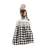 +COMMEDIA PIERROT LADY DOLL W/STAND&BOX BLK/WH 66C B 93404