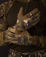 Перчатки тактические Wellberry Protect Мультикам (L), Рукавицы штурмовые с закрытыми пальцами для ВСУ DAYK