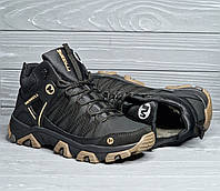 Шкіряні чоловічі чорні зимові черевики/ кросівки на хутрі стиль Merrell!