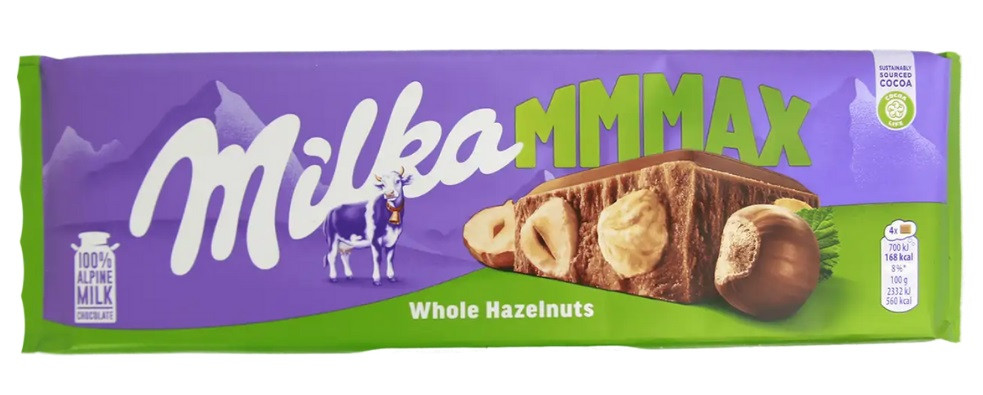 Шоколад Milka Whole Hazelnuts mmMax (Мілка з цілим горіхом) 270 г Швейцарія