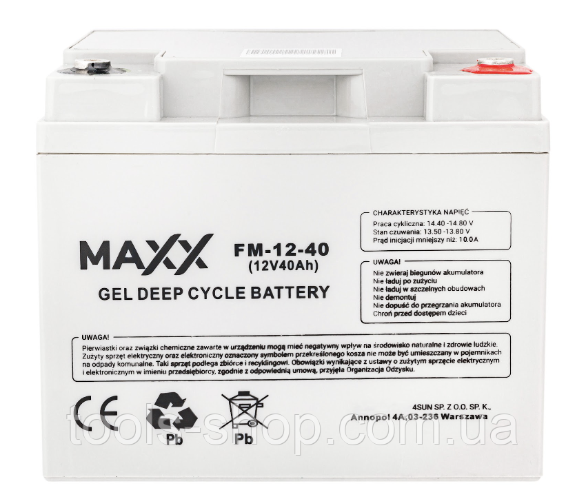 Акумулятор гелевий 4SUN глибокого циклу MAXX 40 Ah 12 V FM-12-40Ah, фото 1