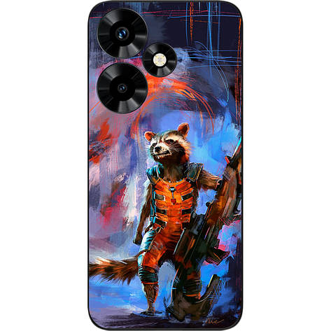 Силіконовий чохол Case для Infinix Hot 30 Play NFC (X6835B) з картинкою Єнот Ракета, фото 1