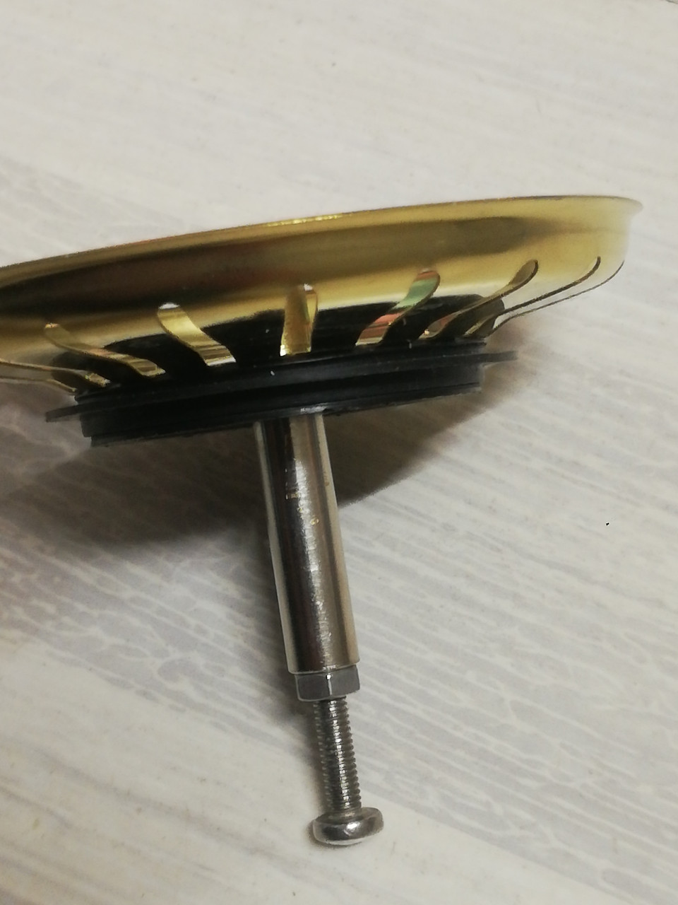 Сітка (корок, сміттєзбірник) з регулюємим штоком для сифона автомата  (золото, діаметр 83 мм)